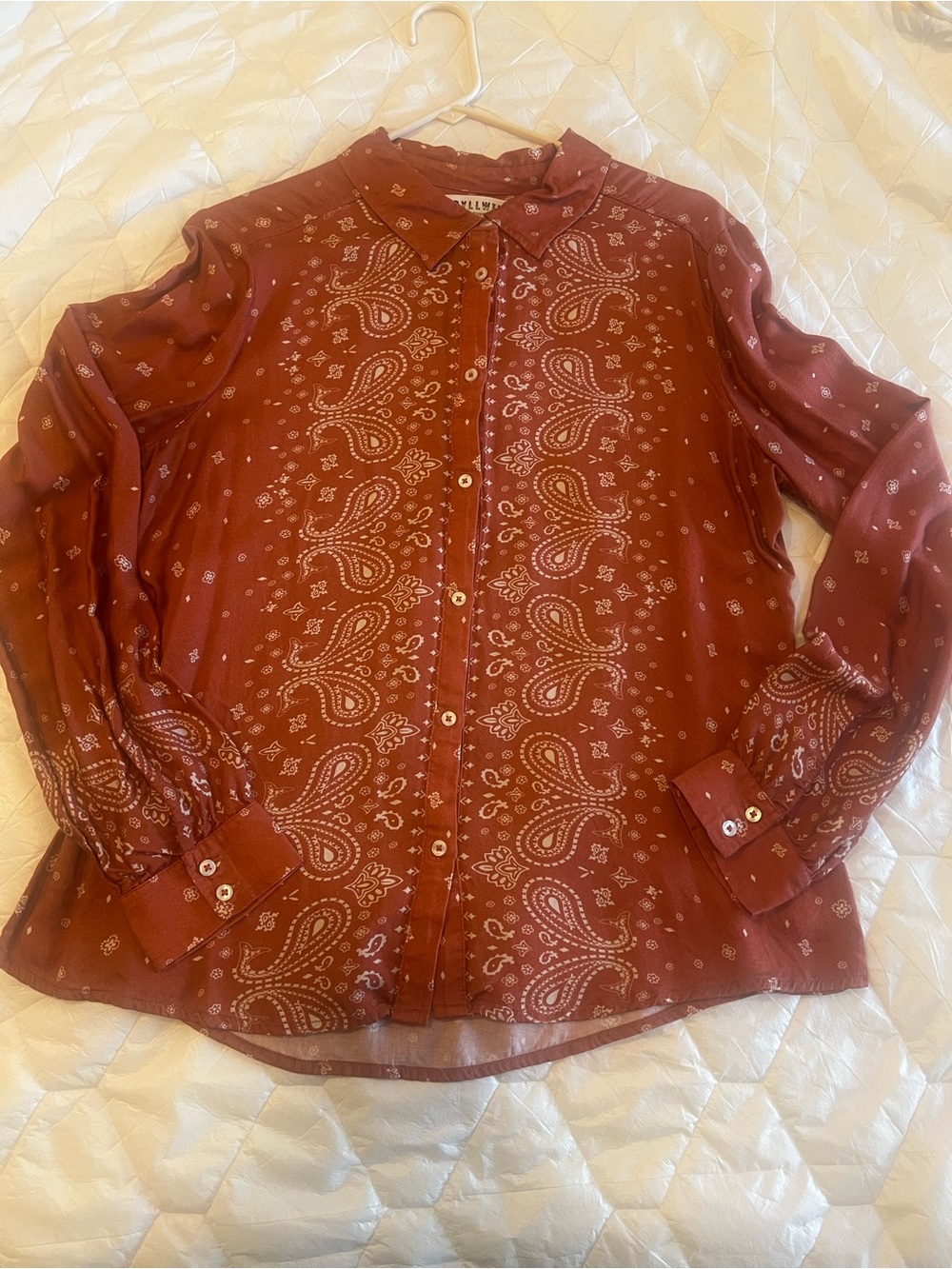 Idyllwind Terra Cotta Paisley Button-Up Shirt L